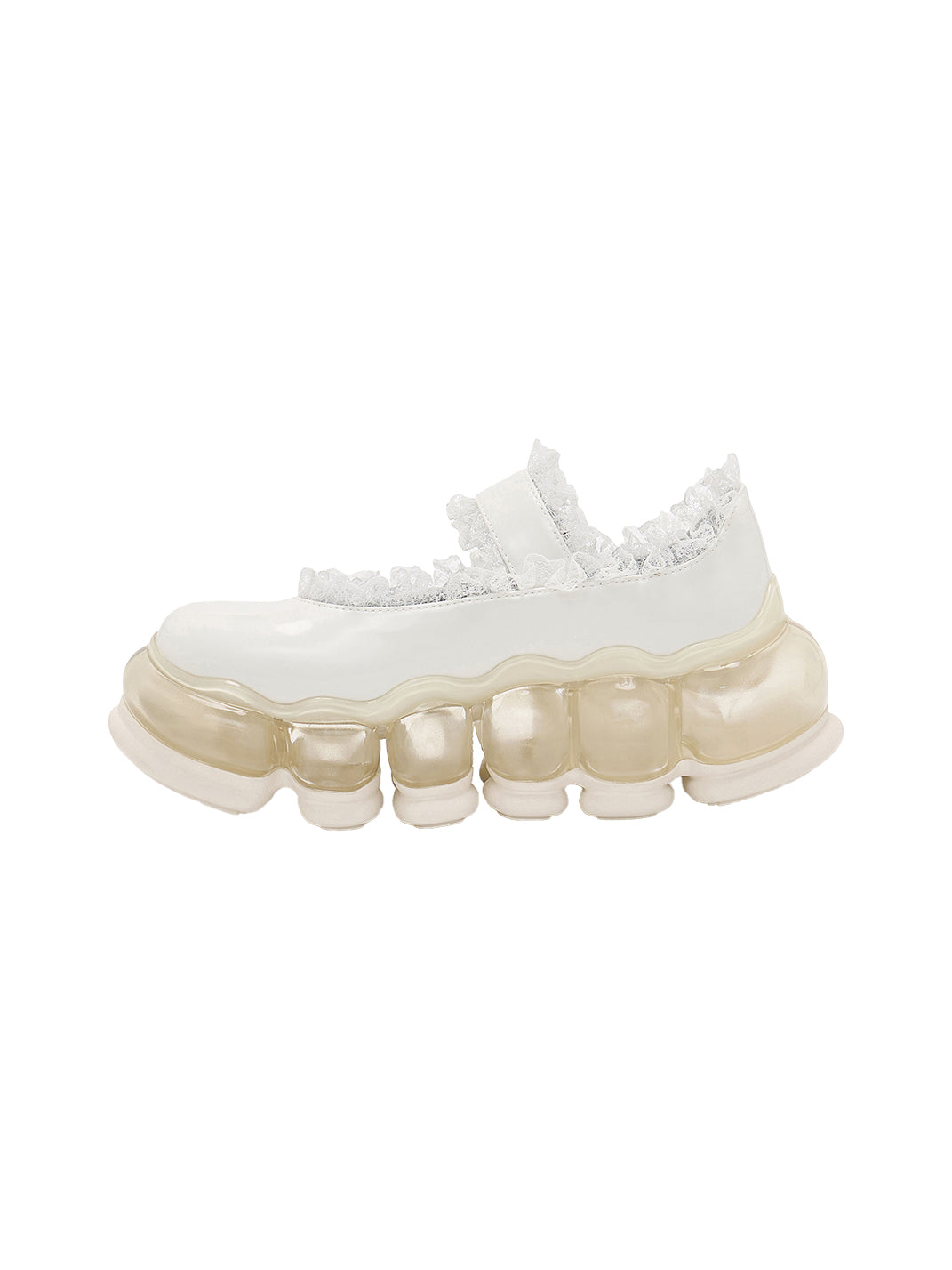 Lace Chunky Mary Jane Color Strap Shoes-White - PSYLOS 1, Lace Chunky Mary Jane Color Strap Shoes-White, Mary Jane shoes, MIKIOSAKABE, PSYLOS 1